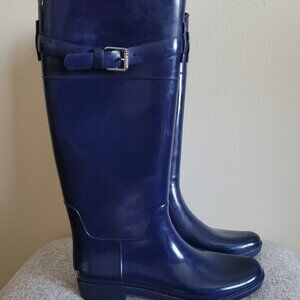 Ralph Lauren navy blue PVC "Wellies" knee-high rain boots, Womens size 9
